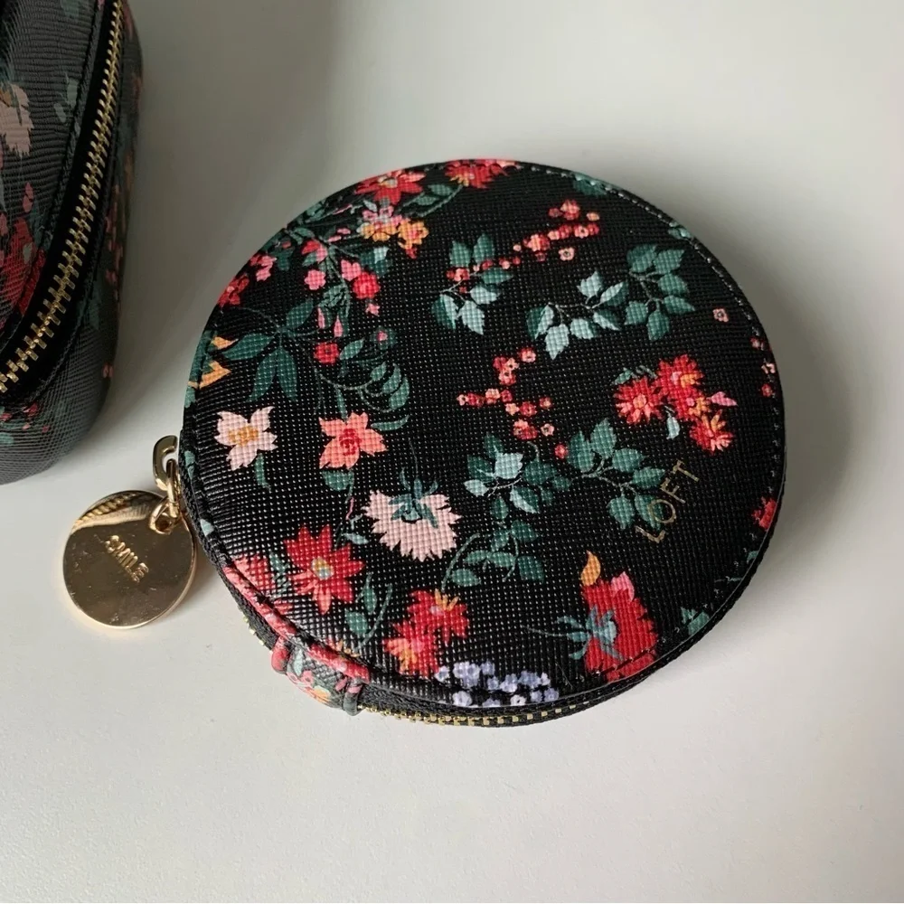 Ann Taylor LOFT Floral Jewelry Box with Mini Mirror